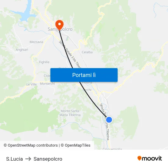 S.Lucia to Sansepolcro map