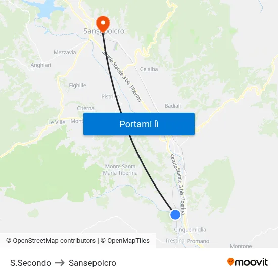 S.Secondo to Sansepolcro map