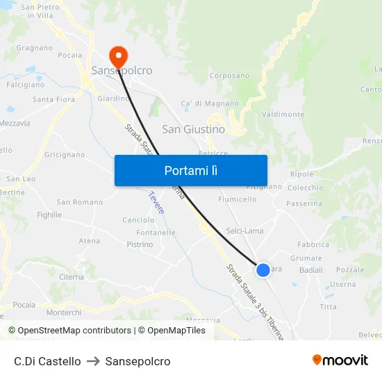 C.Di Castello to Sansepolcro map