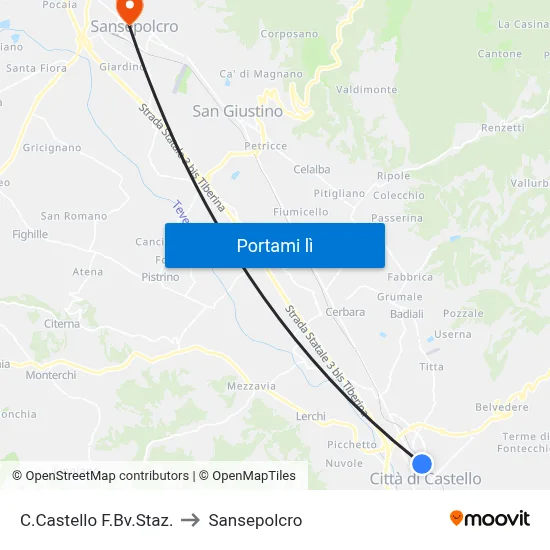C.Castello F.Bv.Staz. to Sansepolcro map