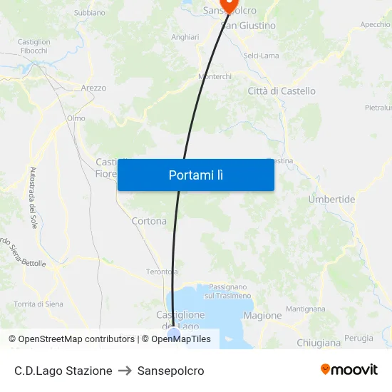 C.D.Lago Stazione to Sansepolcro map