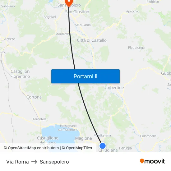 Via Roma to Sansepolcro map