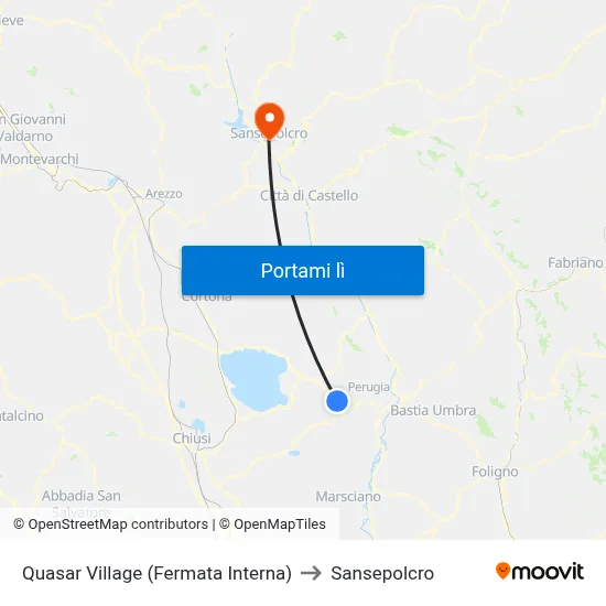 Quasar Village (Fermata Interna) to Sansepolcro map