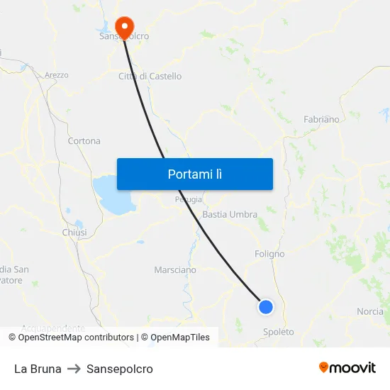 La Bruna to Sansepolcro map