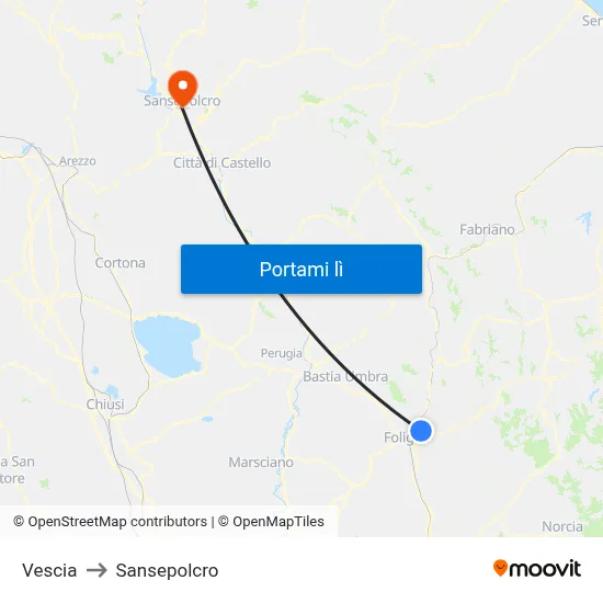 Vescia to Sansepolcro map