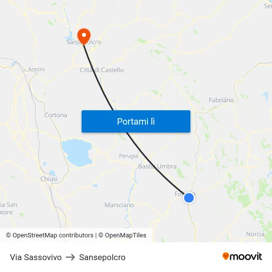 Via Sassovivo to Sansepolcro map