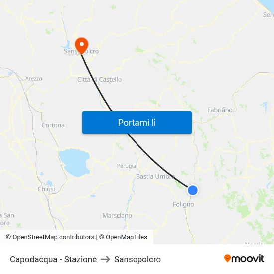 Capodacqua - Stazione to Sansepolcro map