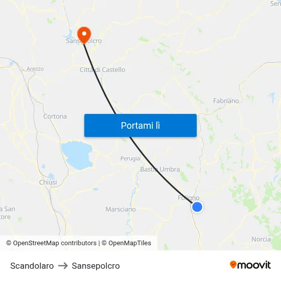 Scandolaro to Sansepolcro map