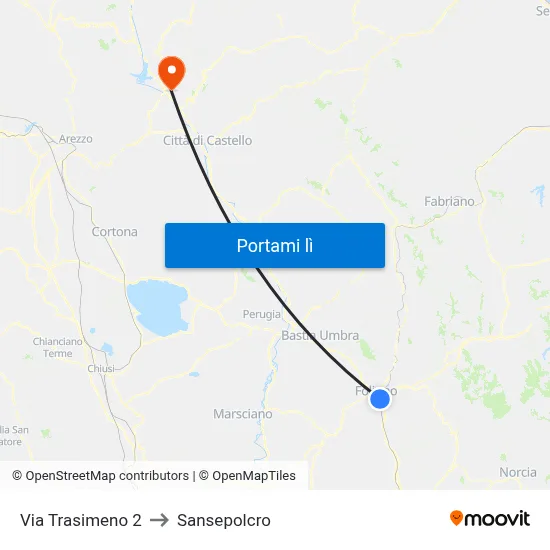 Via Trasimeno 2 to Sansepolcro map