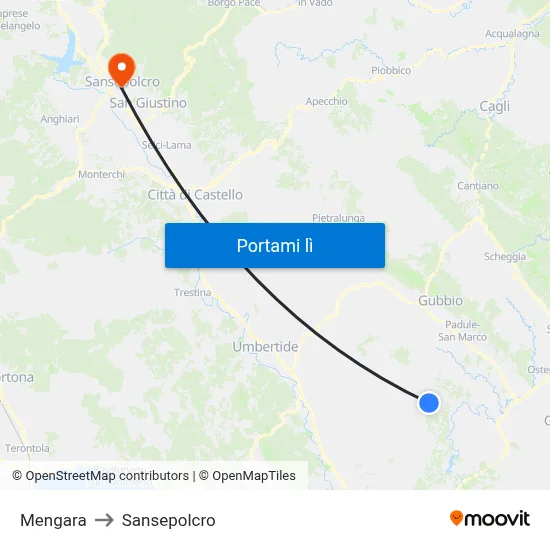 Mengara to Sansepolcro map