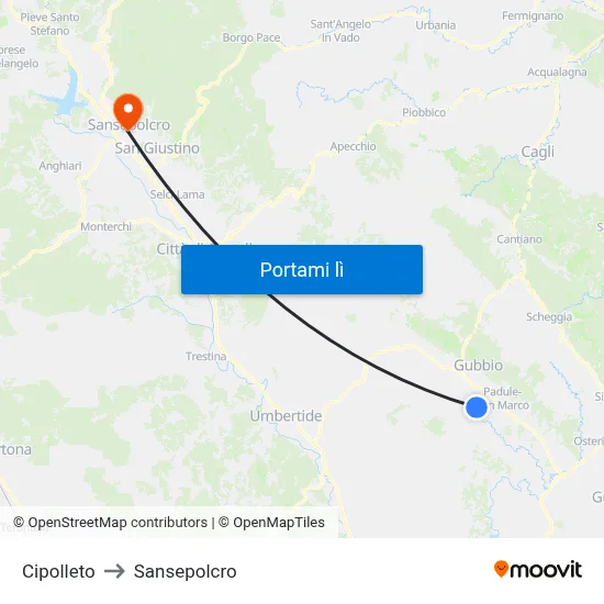 Cipolleto to Sansepolcro map