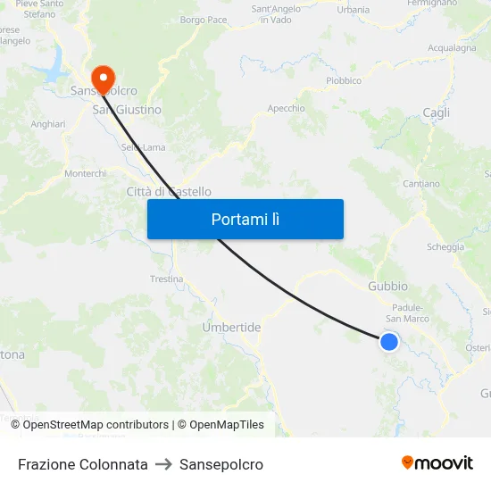 Frazione Colonnata to Sansepolcro map