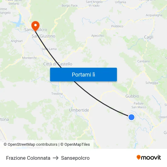 Frazione Colonnata to Sansepolcro map