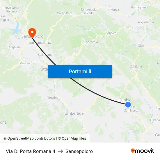 Via Di Porta Romana 4 to Sansepolcro map