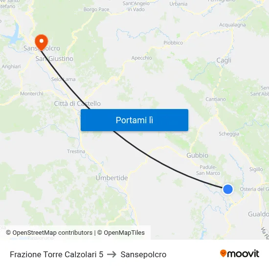 Frazione Torre Calzolari 5 to Sansepolcro map