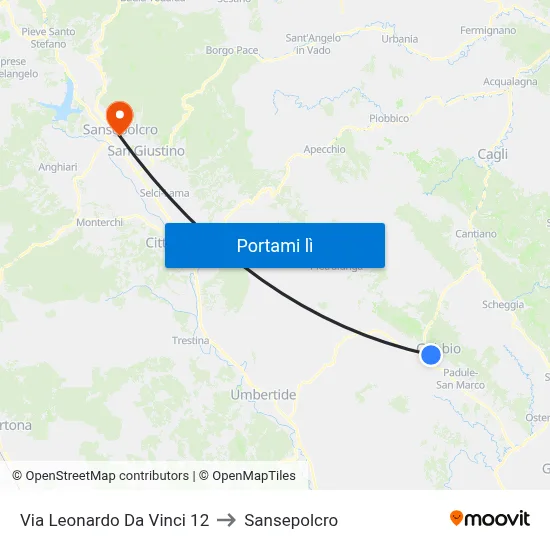 Via Leonardo Da Vinci 12 to Sansepolcro map