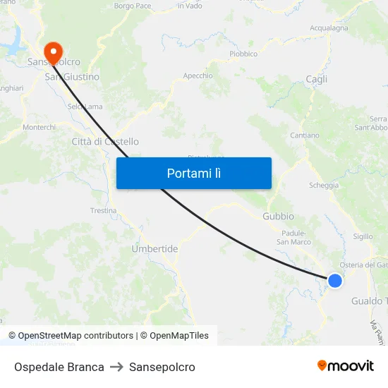 Ospedale Branca to Sansepolcro map
