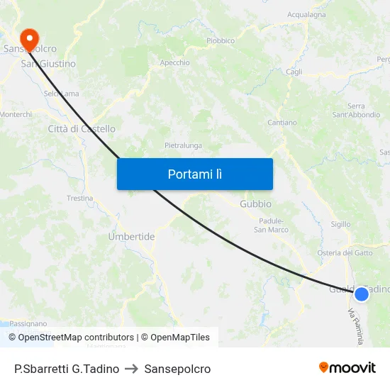 P.Sbarretti G.Tadino to Sansepolcro map