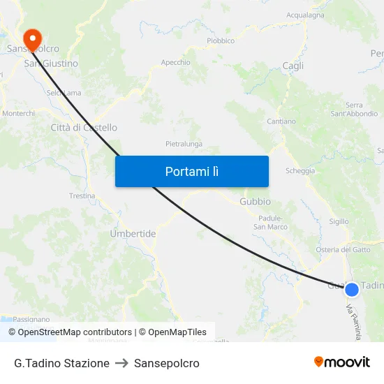G.Tadino Stazione to Sansepolcro map