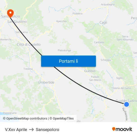 V.Xxv Aprile to Sansepolcro map