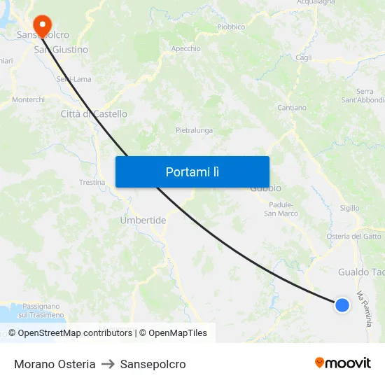 Morano Osteria to Sansepolcro map