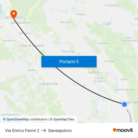 Via Enrico Fermi 2 to Sansepolcro map