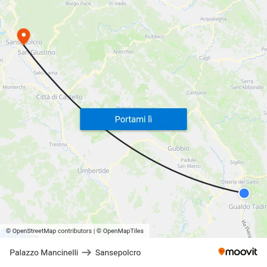 Palazzo Mancinelli to Sansepolcro map