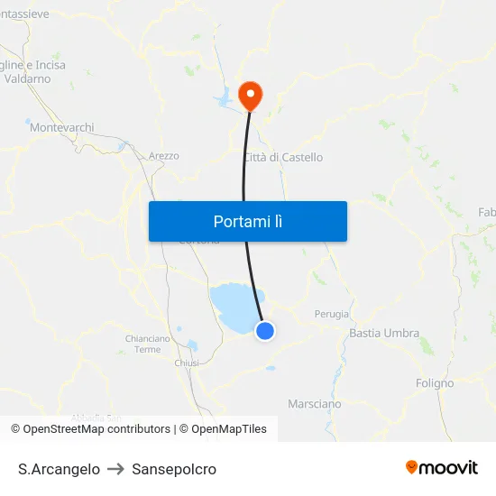 S.Arcangelo to Sansepolcro map