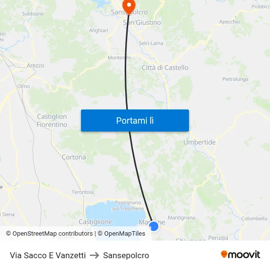 Via Sacco E Vanzetti to Sansepolcro map