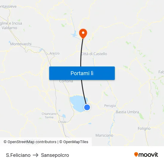 S.Feliciano to Sansepolcro map