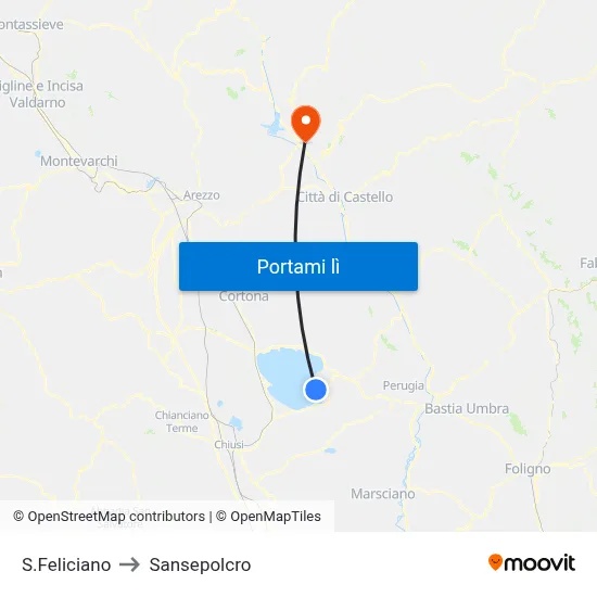 S.Feliciano to Sansepolcro map