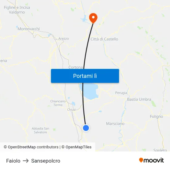 Faiolo to Sansepolcro map