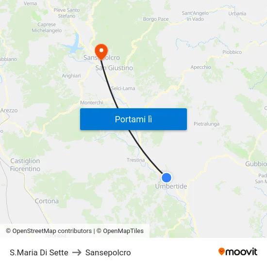 S.Maria Di Sette to Sansepolcro map