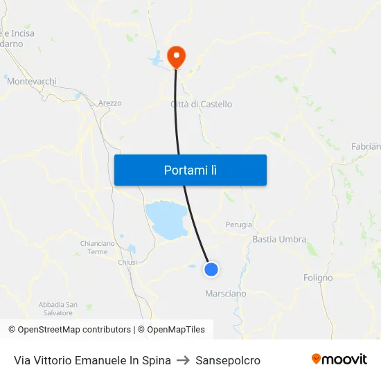 Via Vittorio Emanuele In Spina to Sansepolcro map