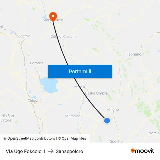 Via Ugo Foscolo 1 to Sansepolcro map