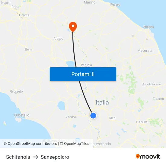 Schifanoia to Sansepolcro map