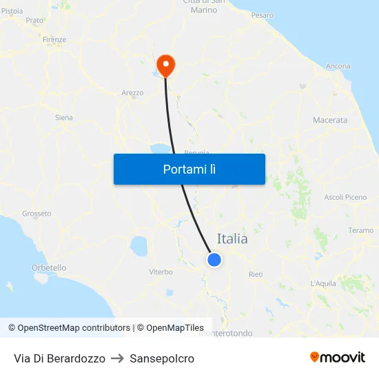 Via Di Berardozzo to Sansepolcro map