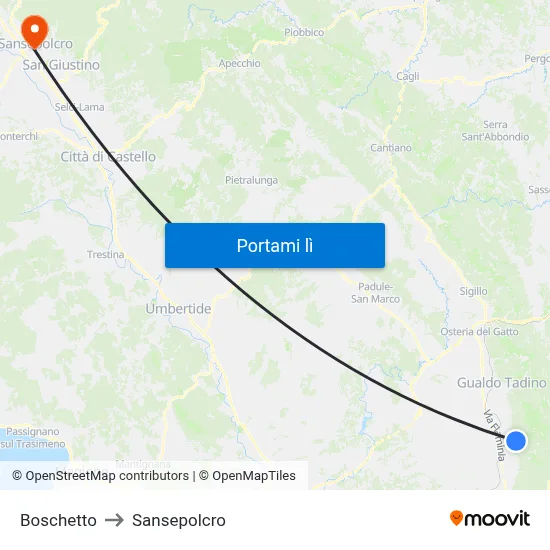 Boschetto to Sansepolcro map