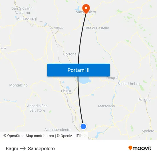 Bagni to Sansepolcro map
