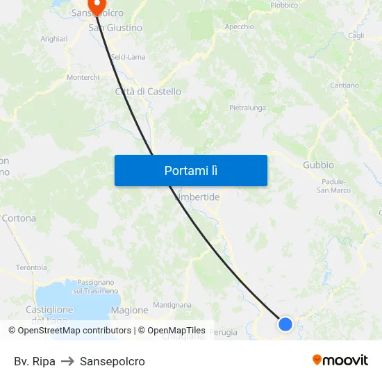 Bv. Ripa to Sansepolcro map