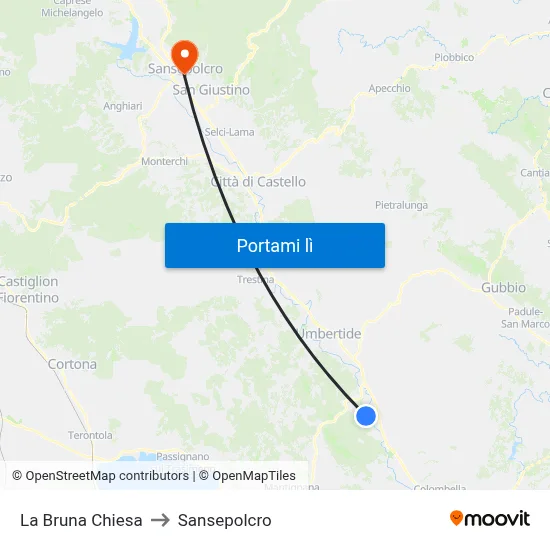 La Bruna Chiesa to Sansepolcro map