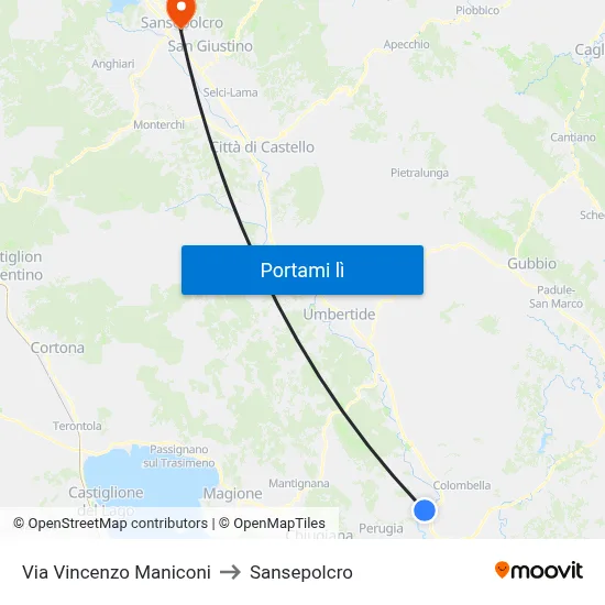 Via Vincenzo Maniconi to Sansepolcro map