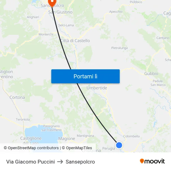 Via Giacomo Puccini to Sansepolcro map