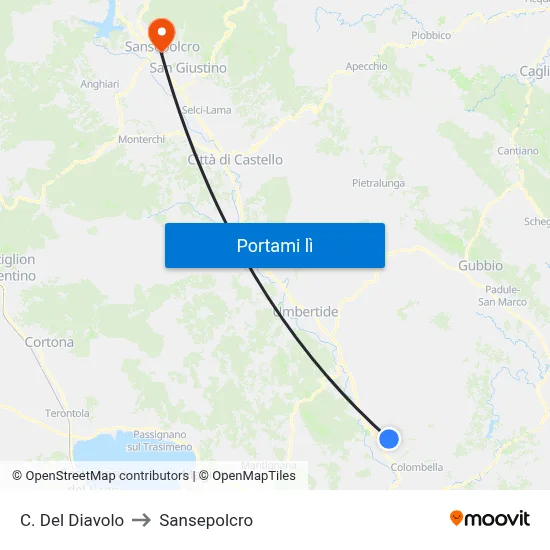C. Del Diavolo to Sansepolcro map