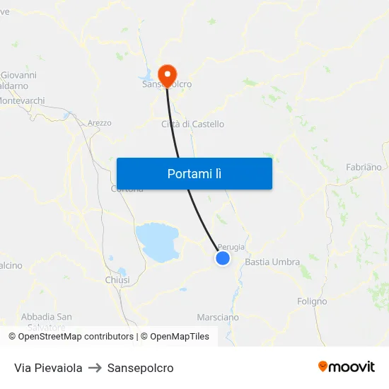 Via Pievaiola to Sansepolcro map