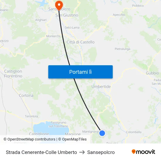 Strada Cenerente-Colle Umberto to Sansepolcro map