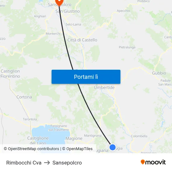 Rimbocchi Cva to Sansepolcro map
