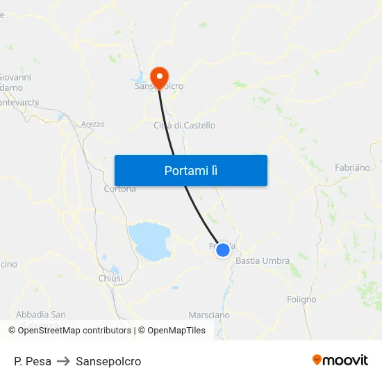 P. Pesa to Sansepolcro map