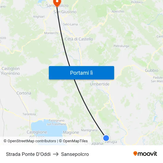 Strada Ponte D'Oddi to Sansepolcro map
