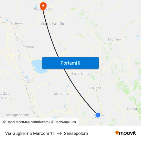 Via Guglielmo Marconi 11 to Sansepolcro map